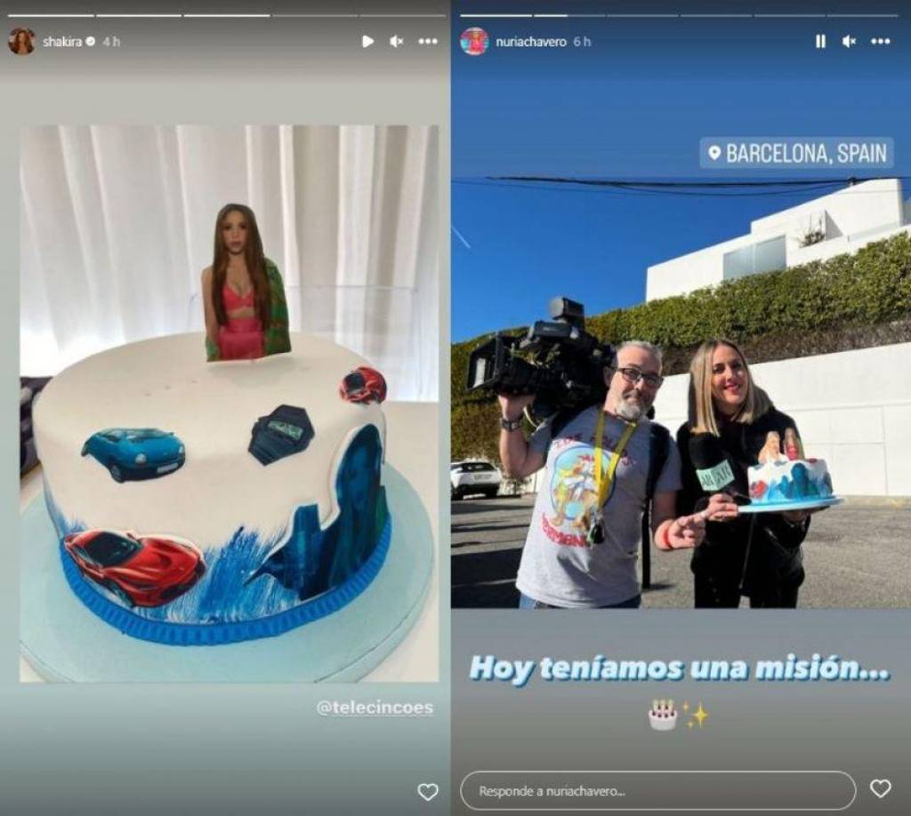 “Misión cumplida. Animamos a Shakira para que se suba a sus historias soplando las velas con nuestra tarta. Quedo pendiente por si veo a Piqué para darle lo que ha quedado”, dijo la periodista.