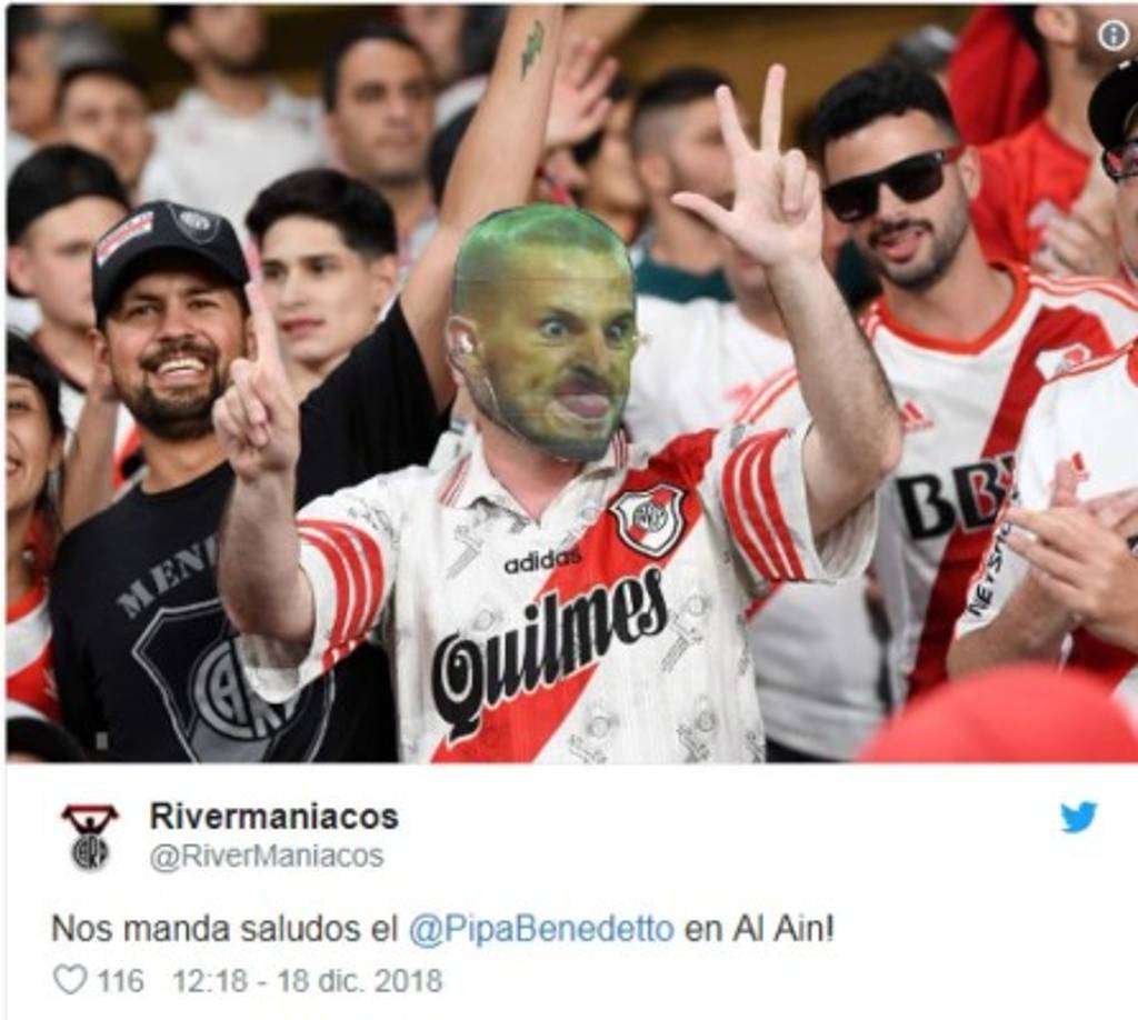 El sueco Marcus Berg, en el minuto 3, tras un saque de esquina adelantó al conjunto de los Emiratos; pero un doblete de Borré (m.11 y 16), que no había jugado por sanción la vuelta de la final de la Copa Libertadores, disputada en el madrileño Santiago Bernab﻿éu, hacen que al descanso se llegue con el 2-1 favorable al River.