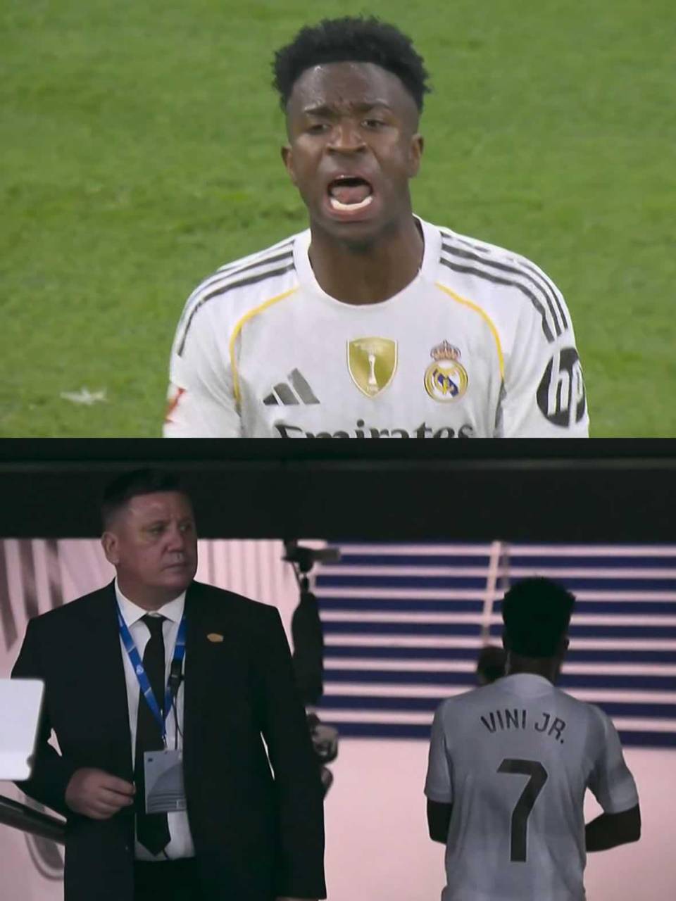 Así salió Vinicius de la cancha por el cambio.