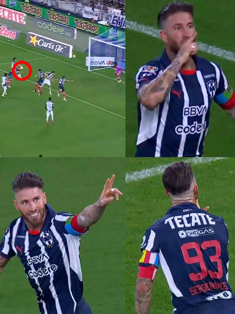 Cabezazo de Sergio Ramos y su primer gol con el Monterrey en México.