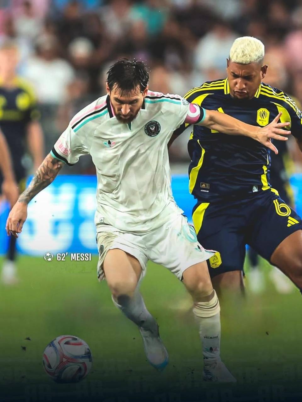 El otro hondureño del Nashville, Bryan Acosta, entró de cambio en el minuto 80 y le tocó marcar a Leo Messi.
