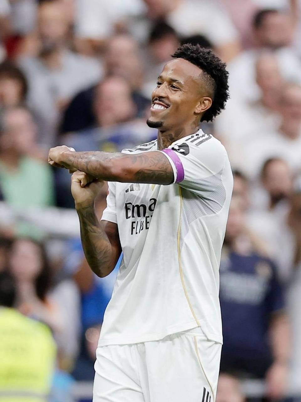 Así celebró Éder Militao su golazo contra el Espanyol en el Bernabéu.
