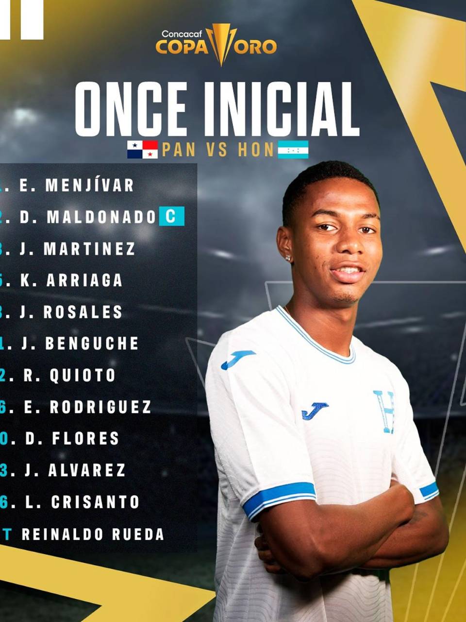 Los 11 guerreros de Honduras ante Panamá.