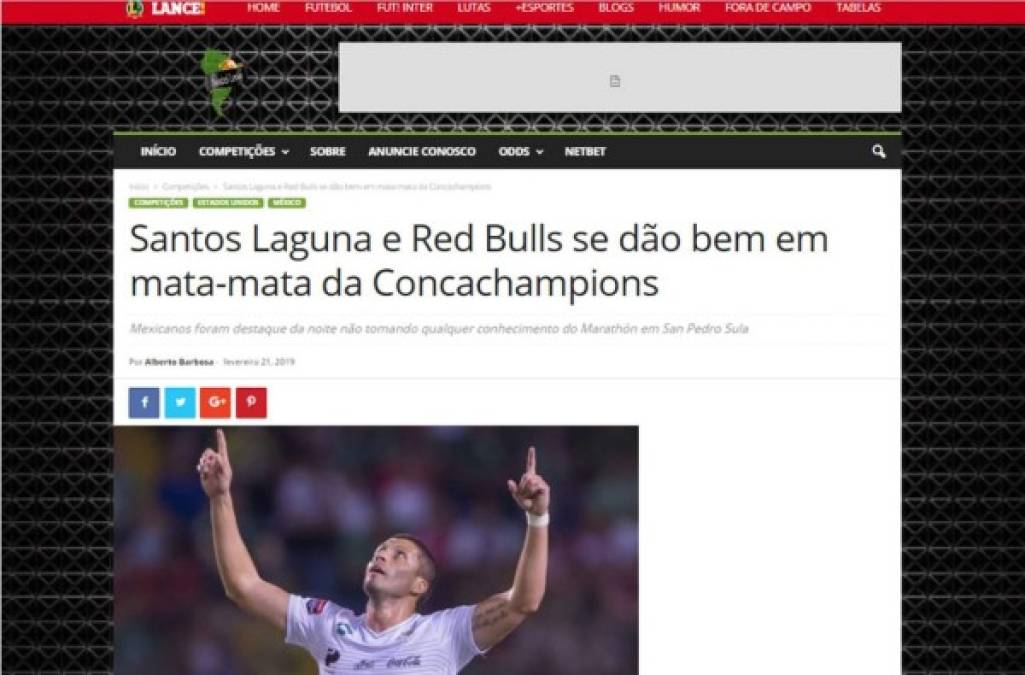Hasta en Brasil, el diario Lance! destacó la goleada del Santos sobre Marathón.<br/>