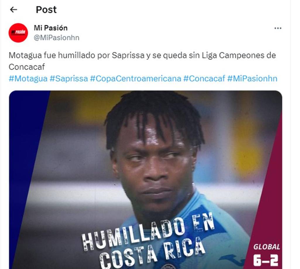Mi Pasión HN: “Motagua fue humillado por Saprissa y se queda sin Liga de Campeones de Concacaf. “