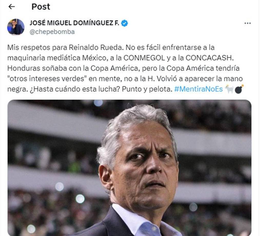 ”Chepe Bomba” de Panamá tuvo palabras de elogios para Reinaldo Rueda y cuestionó el arbitraje.