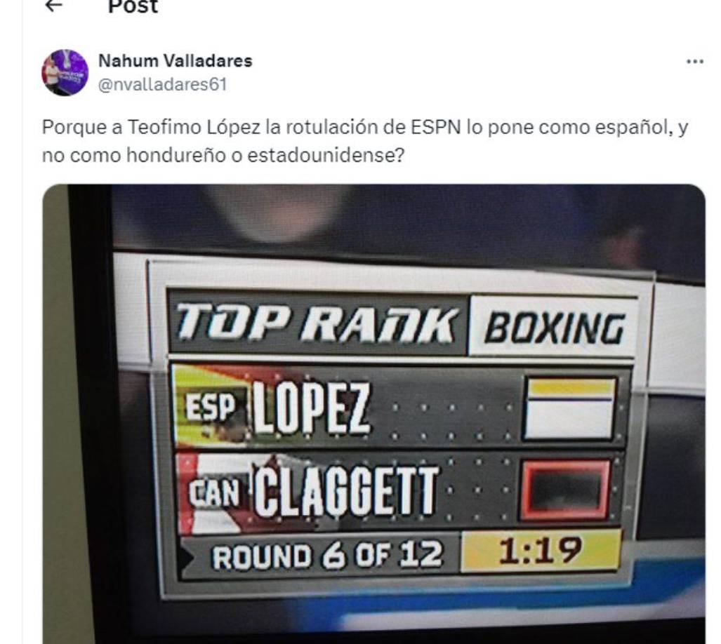 El experimentado periodista hondureño Nahum Valladares se hizo la pregunta al ver la bandera de España en la rotulación de ESPN. 