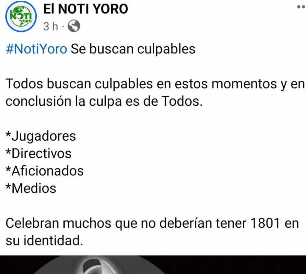 ”Se buscan culpables”, señalan en las redes sociales luego del descenso del Yoro FC. 