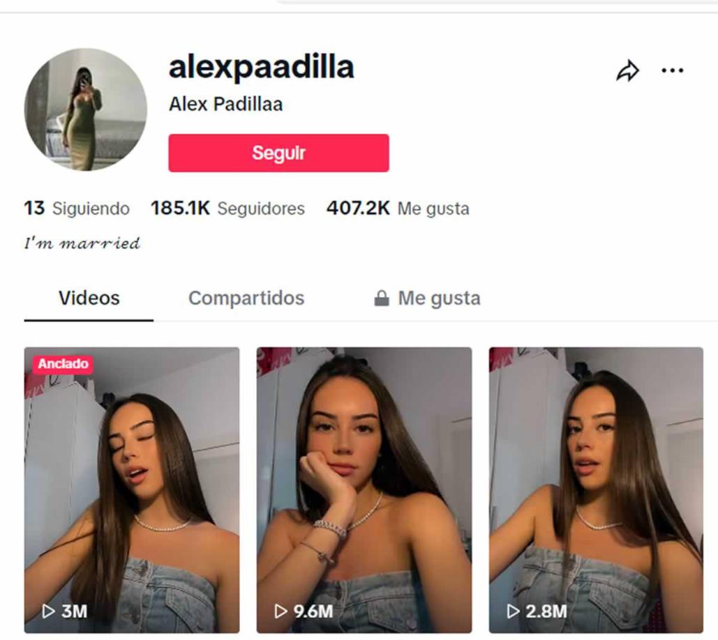 En la descripción del perfil de TikTok de Alex Padilla se puede leer “I’m married (estoy casada)” y buena parte de los comentarios de sus publicaciones hacen referencia a su vínculo con Lamine Yamal. 