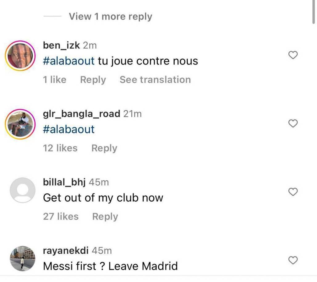 El #AlabaOut fue tendencia en Twitter . Exigen la salida del defensor del club madridista.