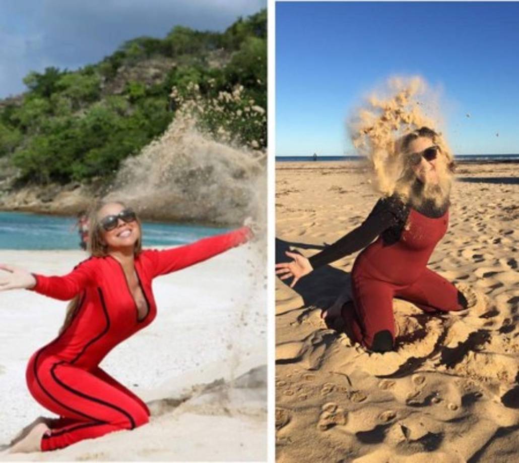 Las locuras de las famosas también son imitadas por la comediante como esta de Mariah Carey.