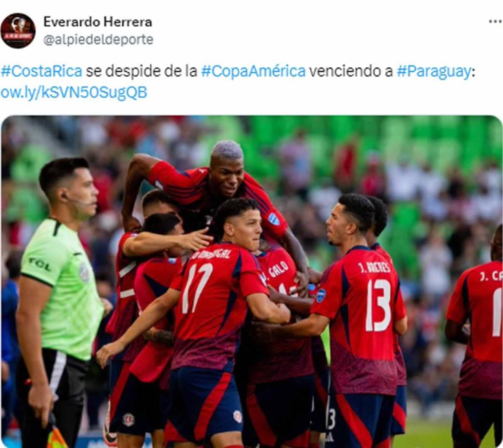 Everardo Herrera - “Costa Rica se despide de la Copa América venciendo a Paraguay”.