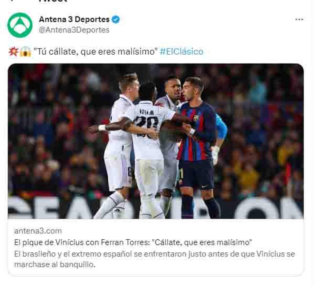 “Eres malísimo”, fueron las palabras de Vinicius a Ferran Torres y lo ocurrido ha generado diversos comentarios.