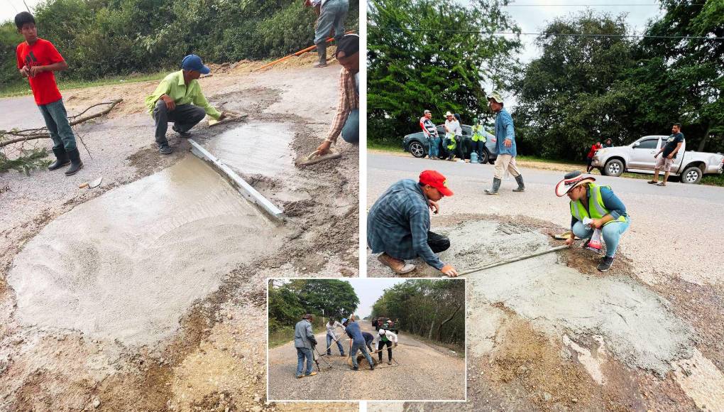 <b>Si usted va a la cabecera de Yoro verá cientos de agujeros tapados con cemento. No fue ninguna autoridad la que hizo reparaciones, fue la propia población que decidió dejar de sufrir y actuar por su cuenta.</b>