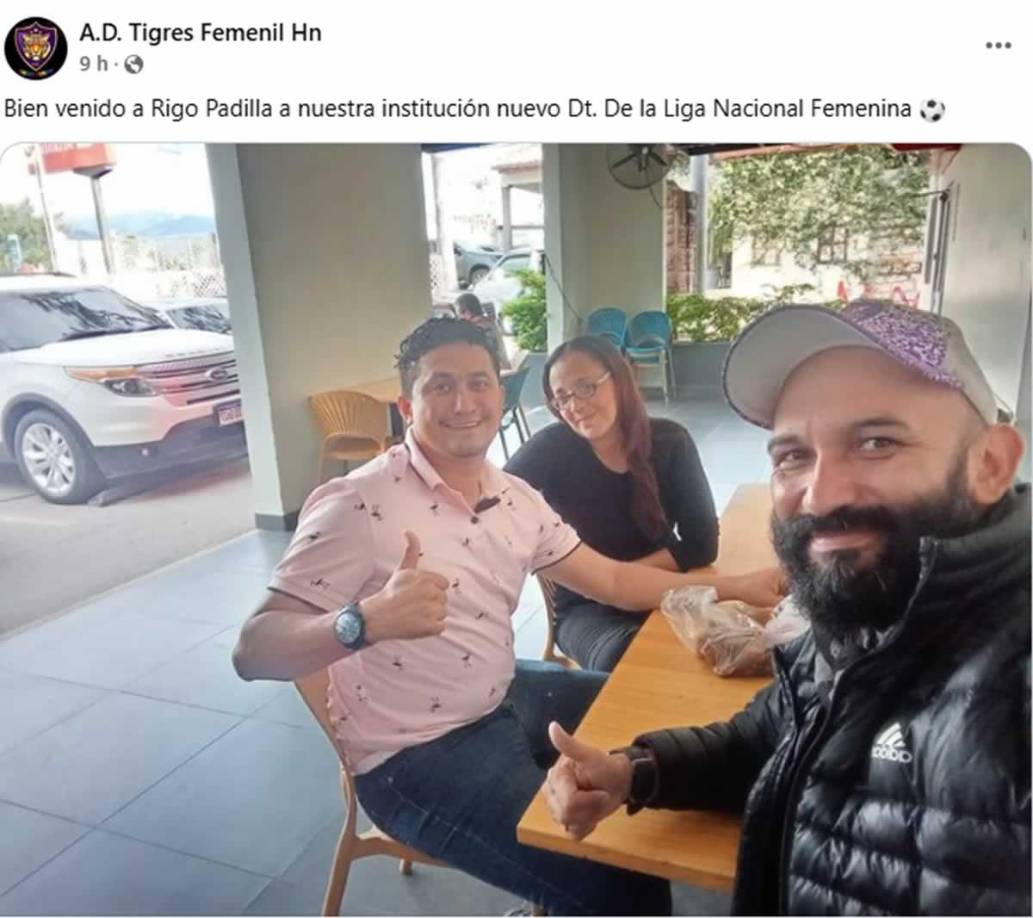 “Bienvenido Rigo Padilla a nuestra institución. Nuevo DT de la Liga Nacional Femenina”, dice el comunicado de AD Tigres en redes scoiales.
