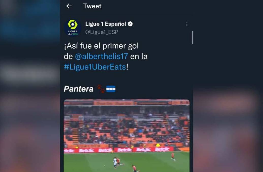 La anotación de Alberth Elis se ha robado los elogios de la Ligue 1 en sus redes sociales.