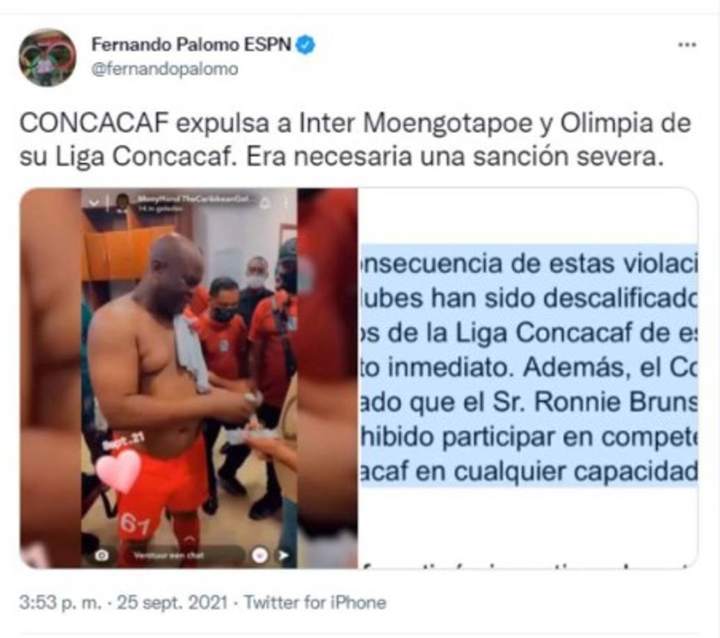 El periodista Fernando Palomo de ESPN señaló que los castigos han sido aplicados de forma correcta.