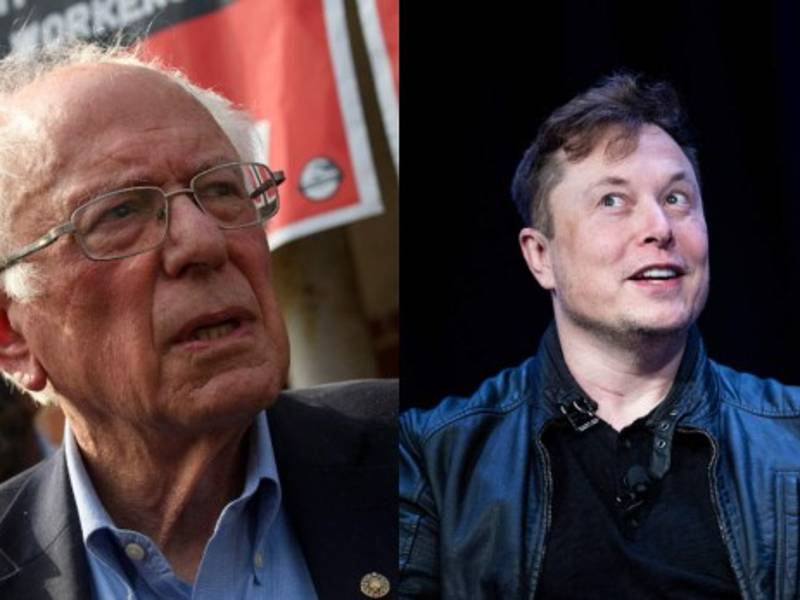 Bernie Sanders, senador de EEUU, y Elon Musk, CEO de Tesla. Fotos AFP