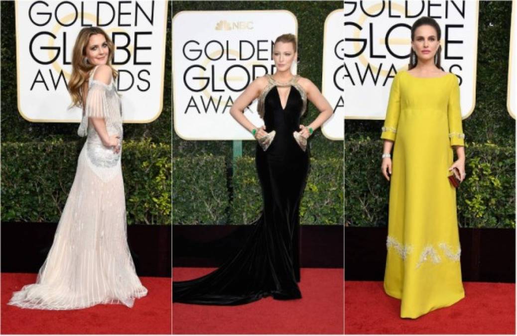 La élite del cine y la televisión desfiló por la alfombra roja de cara a los Globos de Oro. Las actrices Drey Barrymore, Blake Lively y Natalie Portman destacaron entre las más bellas de la noche.