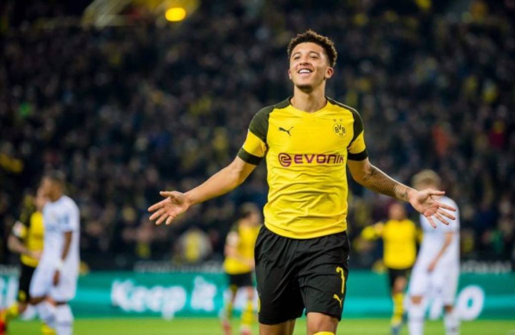 Jadon Sancho: El joven delantero brilla en el Borussia Dortmund y sería uno de los refuerzos del Manchester United para la próxima temporada.