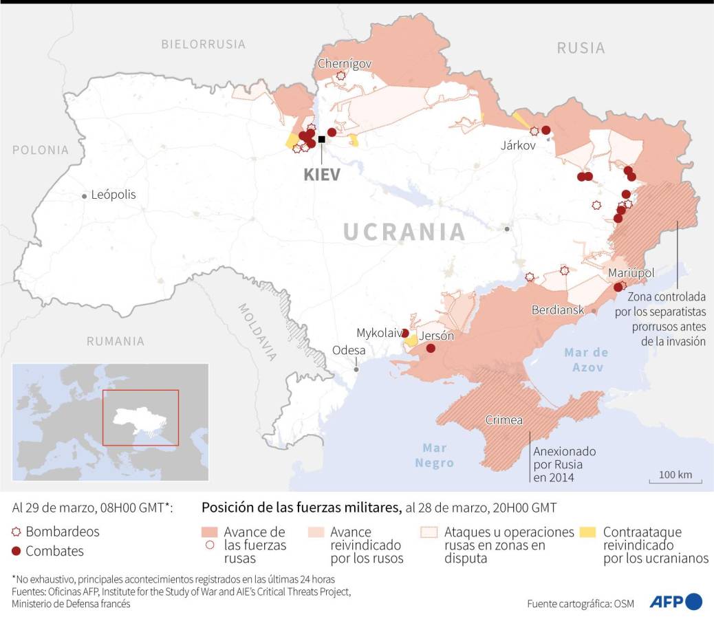 Rusia anuncia que reduce de manera “radical” actividad militar cerca de Kiev