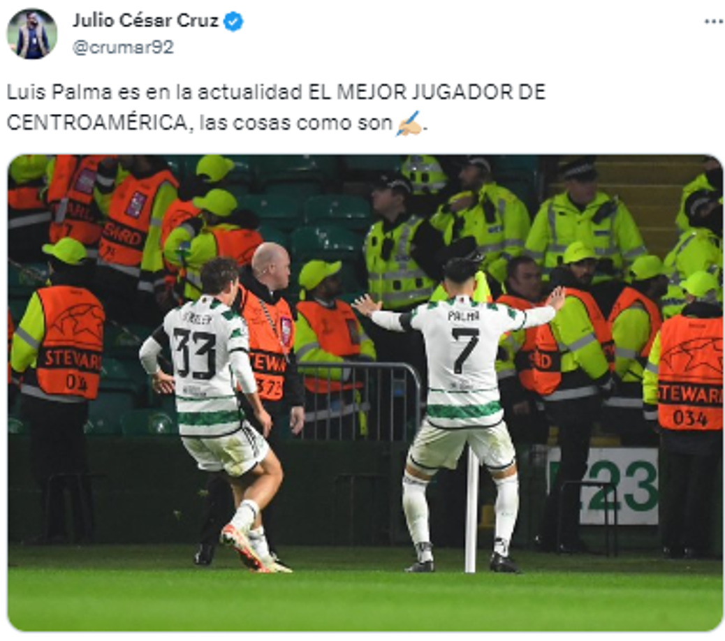 “Luis Palma es en la actualidad EL MEJOR JUGADOR DE CENTROAMÉRICA, las cosas como son”, comentó Julio Cruz, comunicador de El Heraldo.