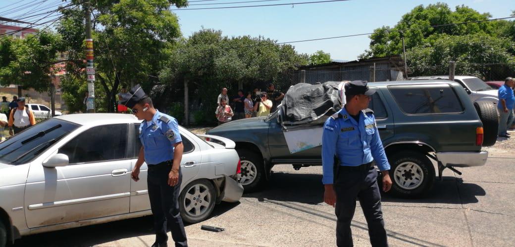 Escena del crimen contra Acosta, en calles de Tegucigalpa.