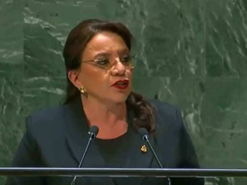 La presidenta de Honduras, Xiomara Castro, durante su discurso en la ONU.