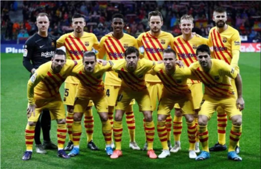 El 11 titular del Barcelona posando antes del partido contra el Atlético de Madrid.