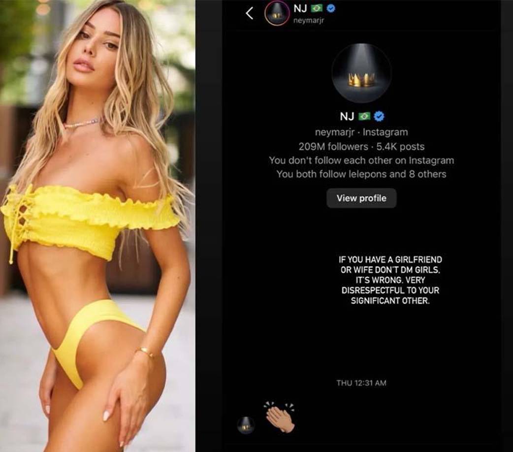 Celeste Bright mostró el emoji que le dejó el brasileño en su cuenta personal de Instagram.