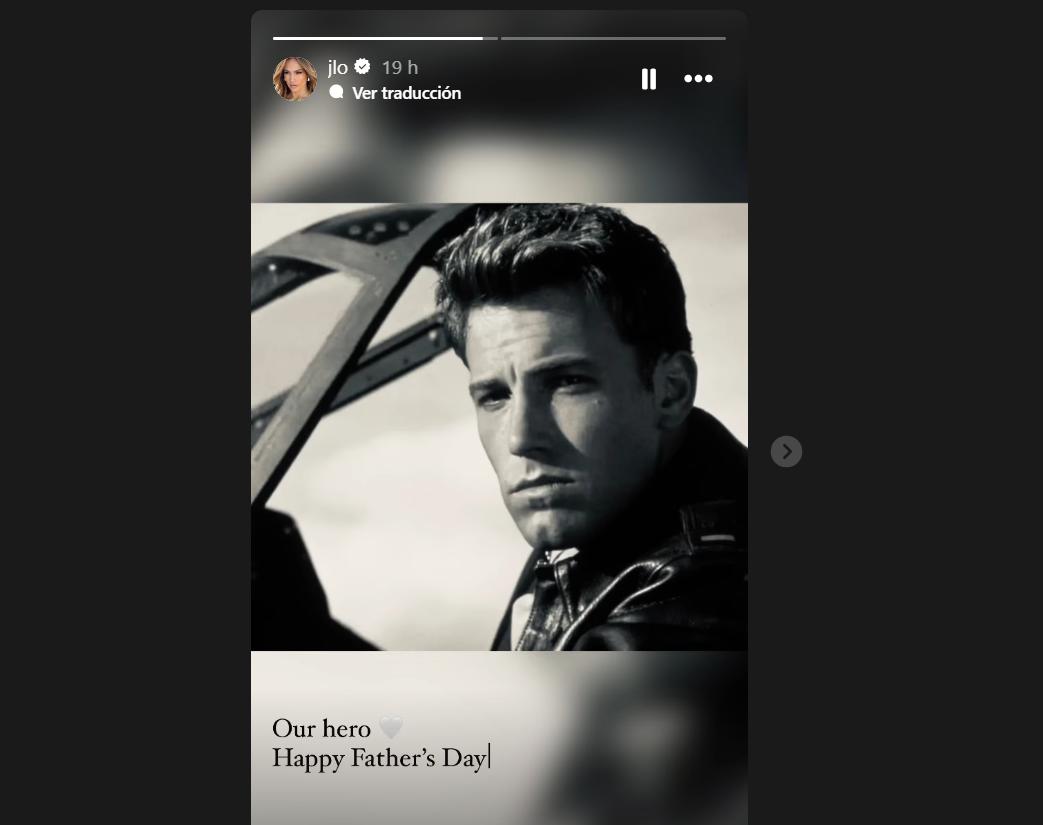 ”Nuestro héroe. Feliz Día del Padre”, escribió JLo junto a esta foto de Ben Affleck.