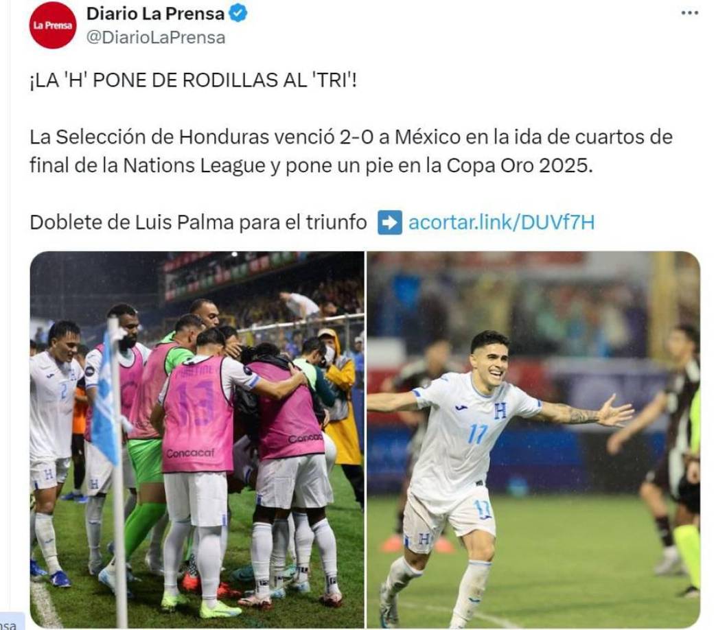 Diario La Prensa valoró la gran victoria catracha y “puso de rodillas a México”.