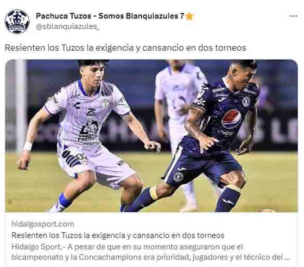 ¿Excusas? El medio Hidalgo Sports señala que los Tuzos resienten la exigencia y cansancio en los dos torneos.