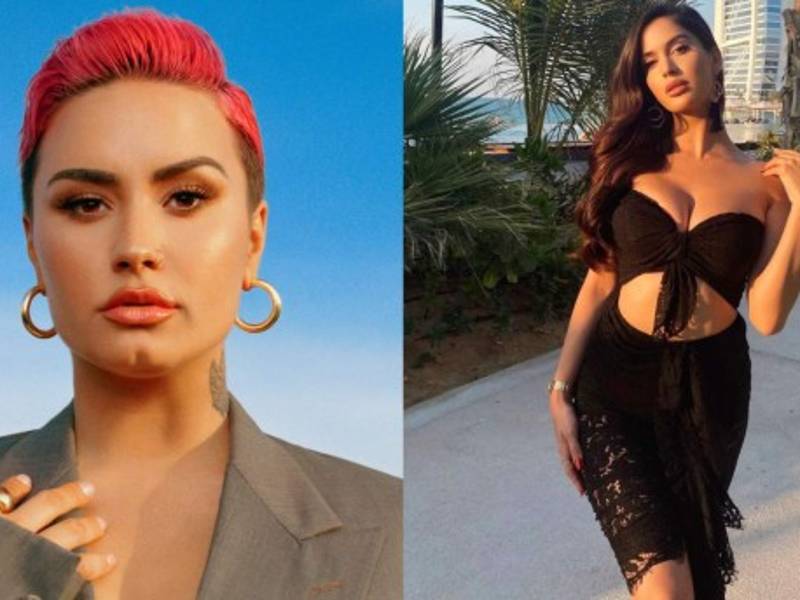 La cantante Demi Lovato y la modelo Natalia Barulich.