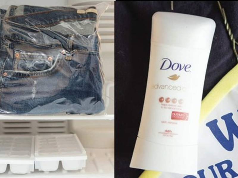 Deshazte de los rastros de desodorante en prendas oscuras con la espuma de un gancho de tintorería.