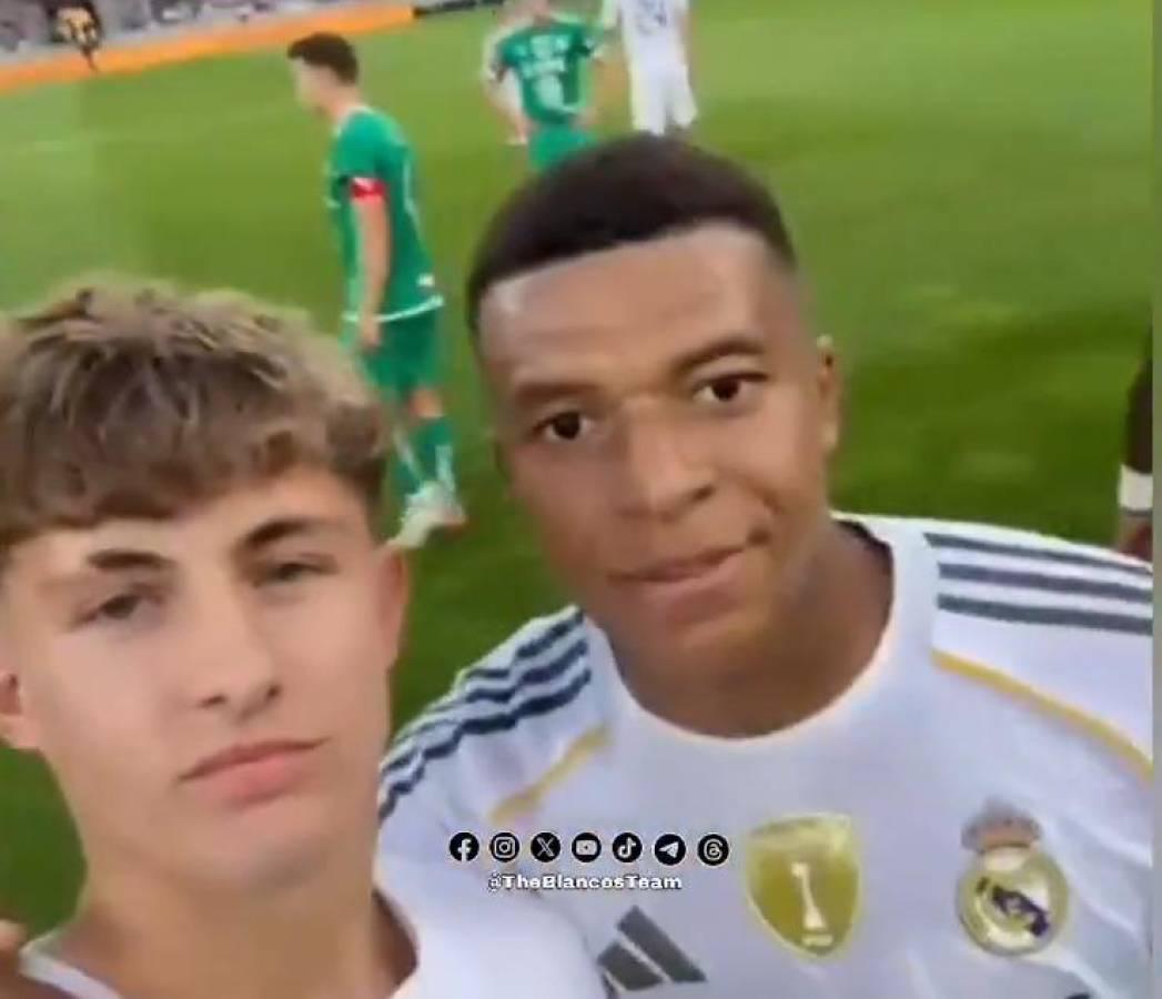 Real Madrid goleó: Mbappé con la 10, hincha se infiltró y así reaccionó el francés