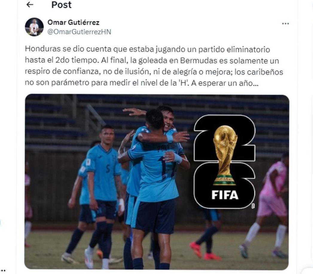 ”La goleada en Bermudas es solamente un respiro de confianza, no de ilusión”, dijo el periodista catracho Omar Gutiérrez. 