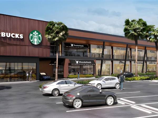Así lucirá el centro comercial Merendón Place de dos niveles, en donde estará el primer Starbucks del país.
