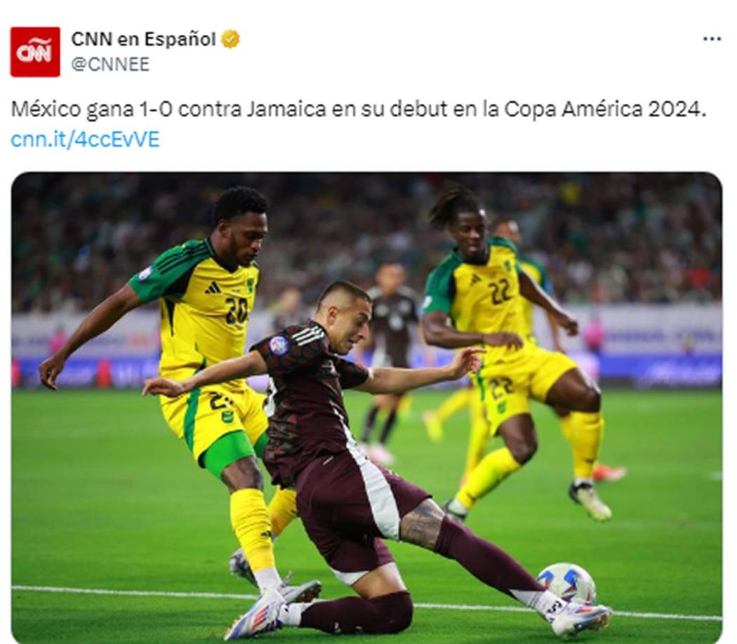CNN - “México gana 1-0 contra Jamaica en su debut en la Copa América 2024”.