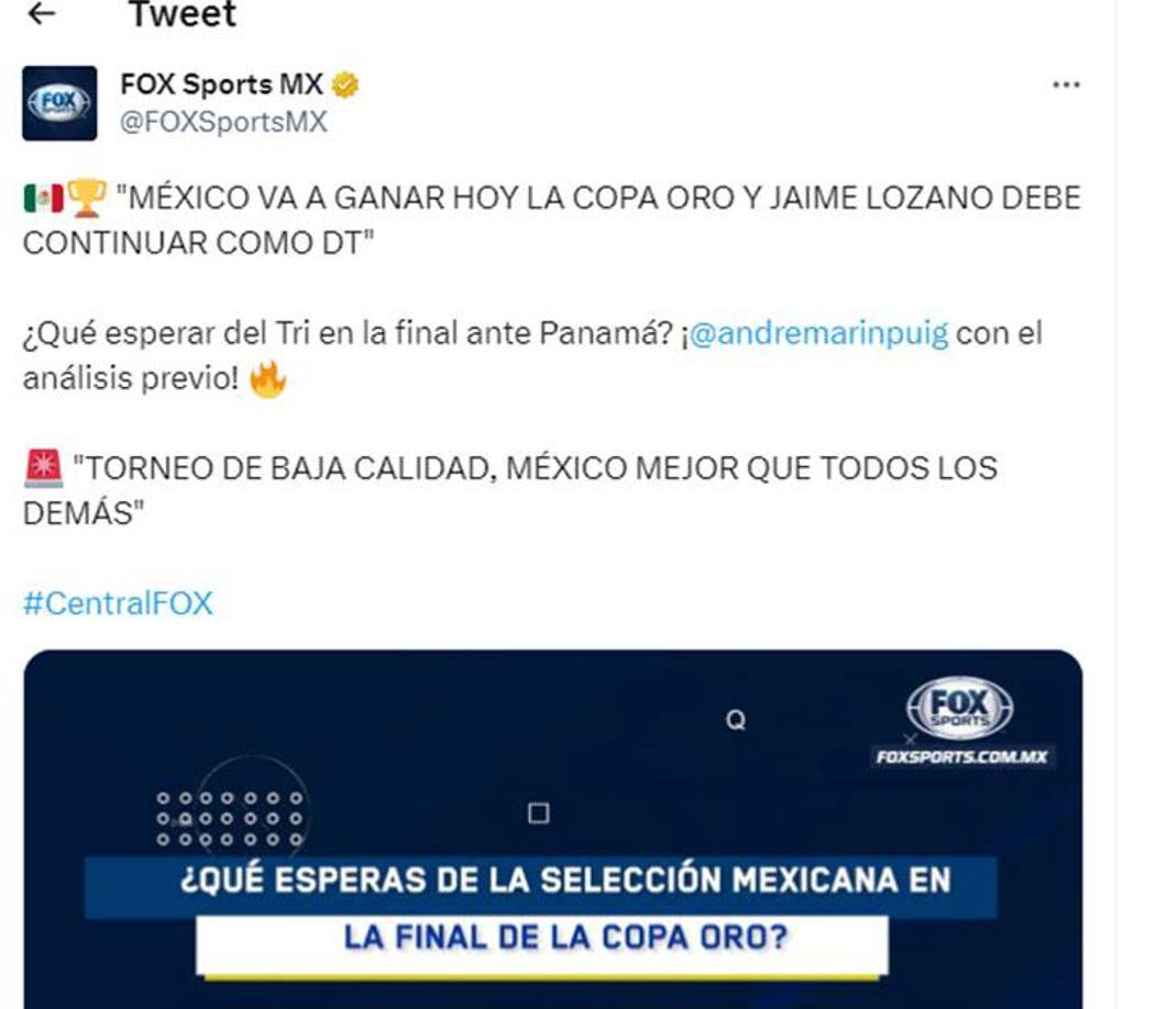 André Marín insiste que México ganará la Copa Oro. 