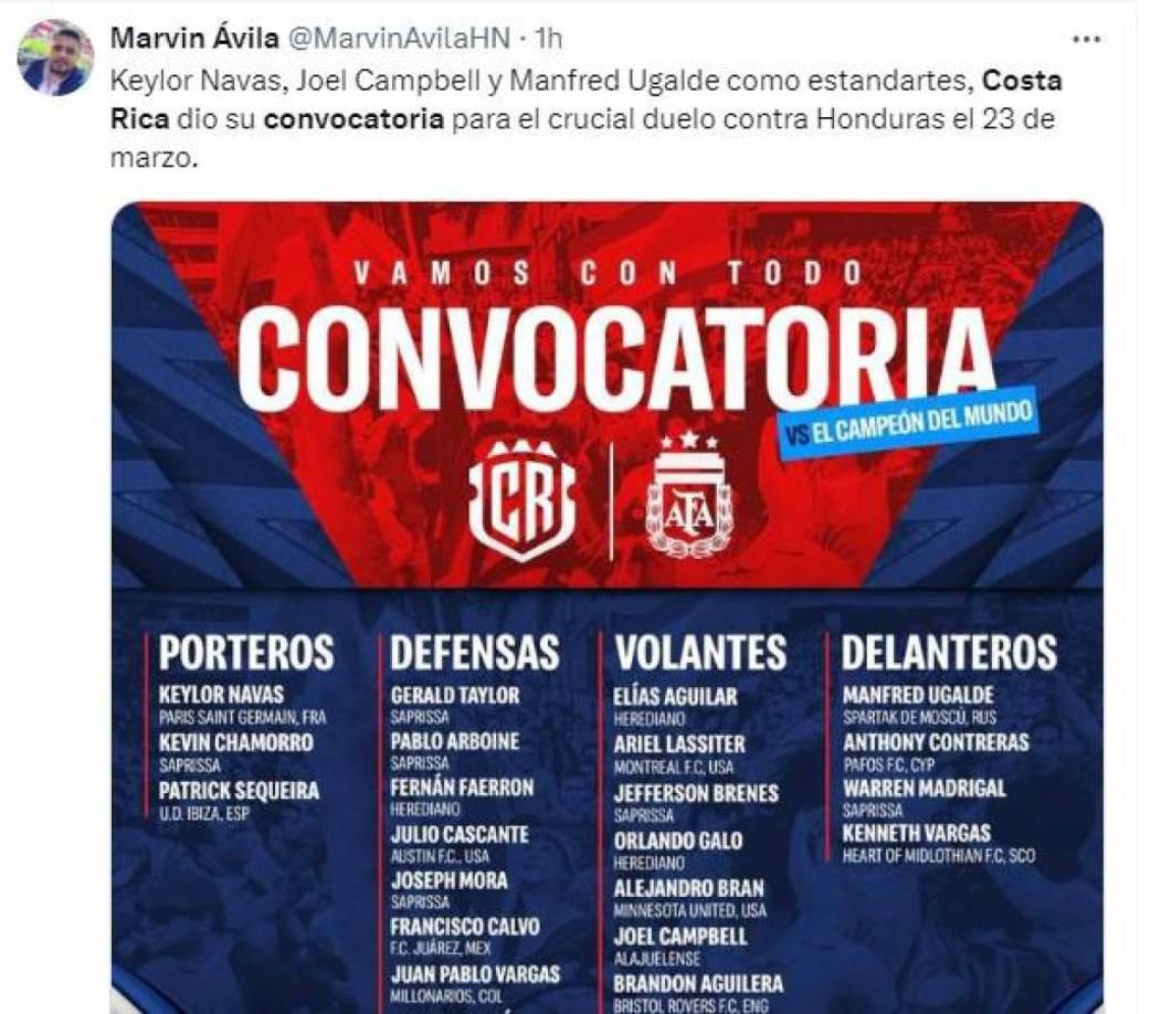 Marvin Ávila, periodista hondureño: “Keylor Navas, Joel Campbell y Manfred Ugalde como estandartes”.