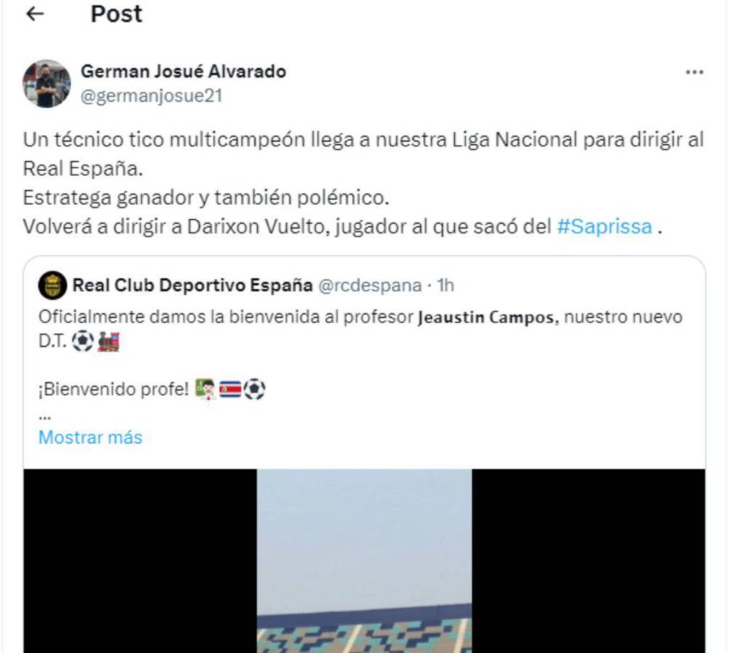 German Alvarado de Diario LA PRENSA señaló que Jeaustin Campos es un técnico multicampeón y recordó que cuando estuvo con Saprissa sacó a Darixon Vuelto, jugador que forma parte del Real España.