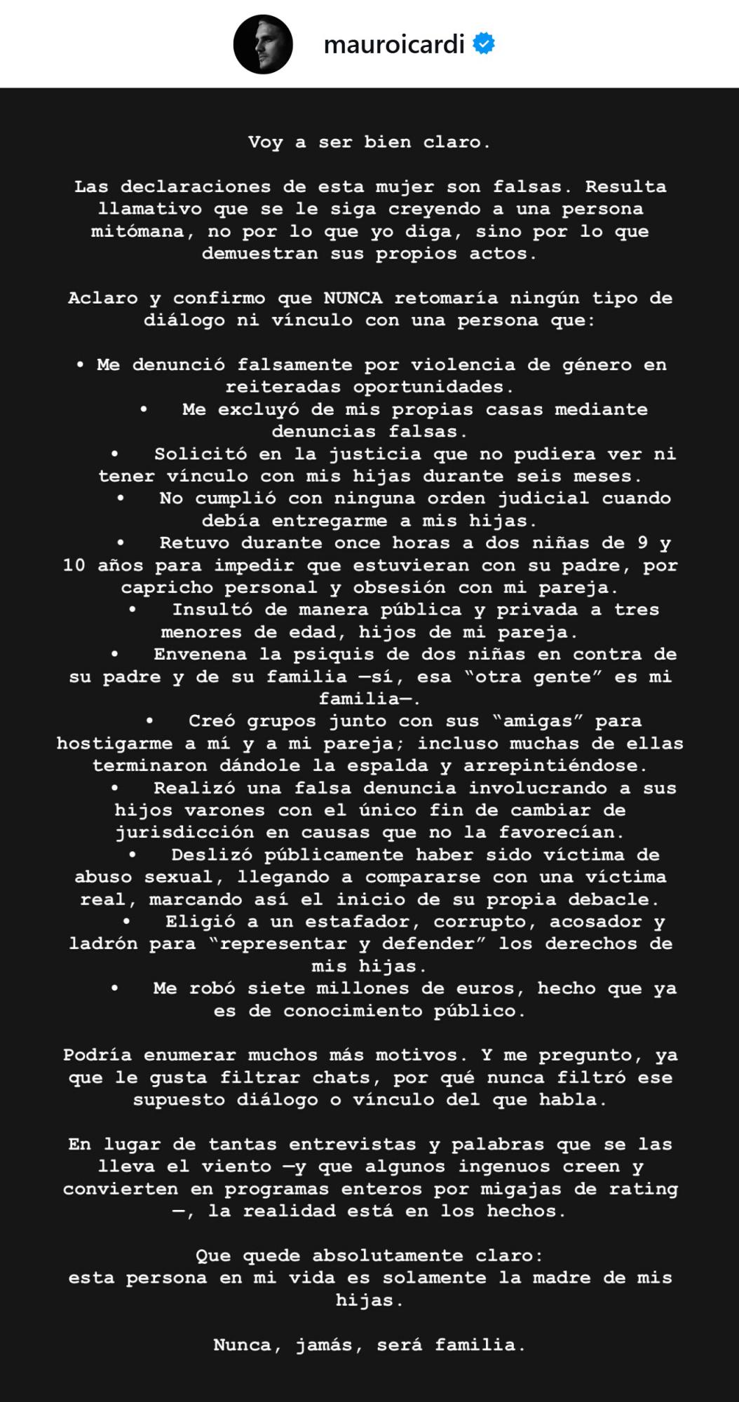 Icardi estalla contra Wanda: Me robó siete millones de euros; ella responde