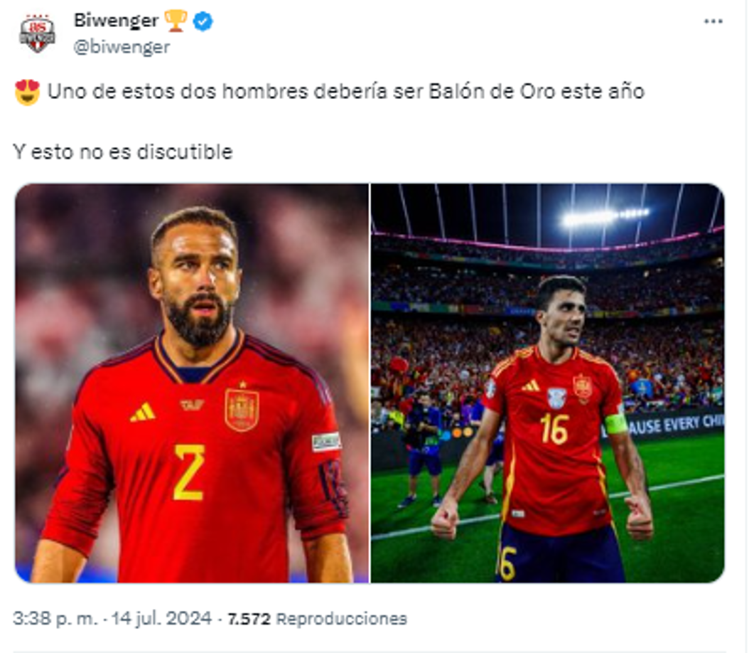 Rodri y Carvajal fueron los jugadores señalados a candidatos a ganar el Balón de Oro por su destacada temporada.