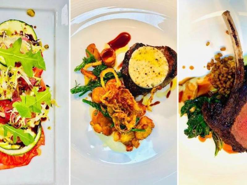 <b>ESTAS SON LAS RECETAS QUE PREPARA EN SU LUGAR DE TRABAJO: </b>1. Garden Tomatoes y Zucchini Carpaccio: Tomates de jardín con carpaccio de zukini Tomate, zukini, vincoto, aceite de pesto, pistachos, frisée, arugula, granita de pepino, limón preservado. 2. Petit filet (filete pequeño): Broccolini, papas rostizadas, chanterelles (champiñones) , salsa Veal, mantequilla de trufas. 3. Elk chop (alce cortado): Alce, spelt berries (bayas de espelta), glendorn chard, coliflor y grand veneur.