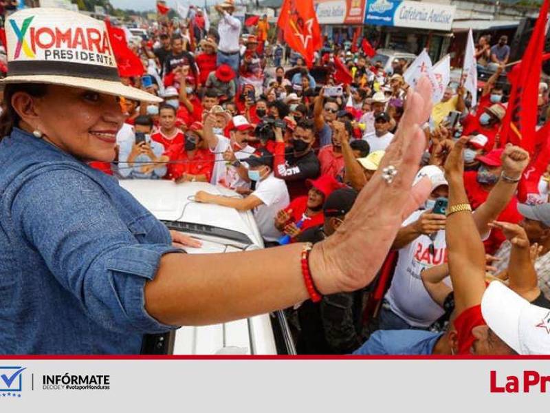 Xiomara Castro, candidata presidencial de la coalición política entre el Partido Libre, PSH y PINU-SD.