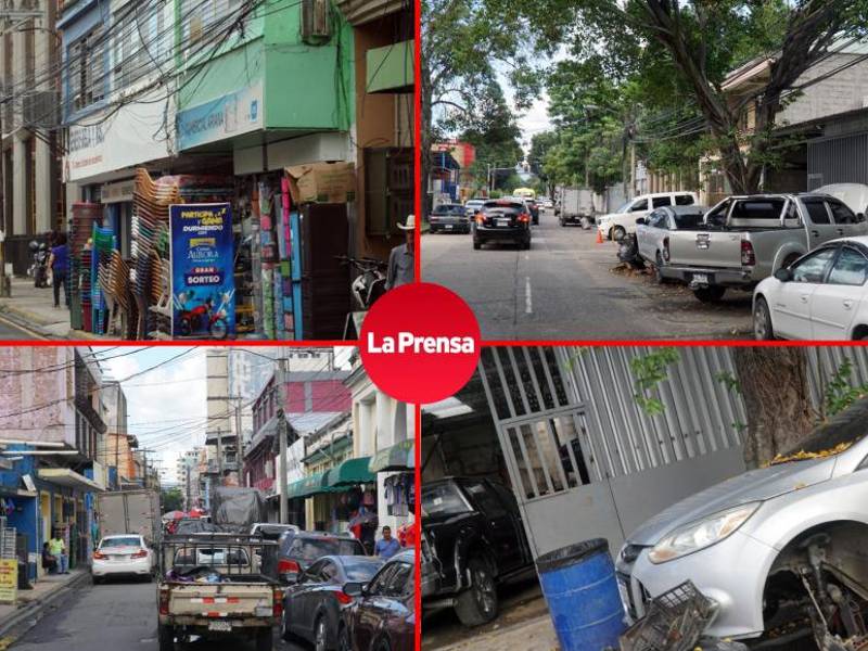 Poco a poco, las medianas (aceras) en el centro de San Pedro Sula se convierten en espacios para colocar mercadería, carros y otros enseres, pero no para la circulación de peatones.