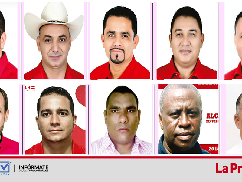 Rostros de los alcaldes y diputado electos liberales en Atlántida y el departamento insular.