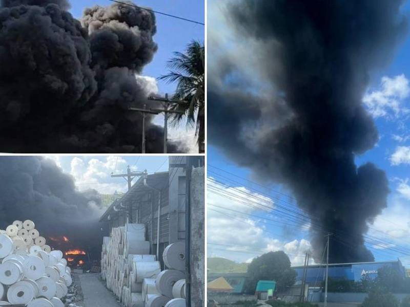 Una enorme nube de humo negro cubrió el cielo de Choloma debido a un incendio de grandes proporciones.