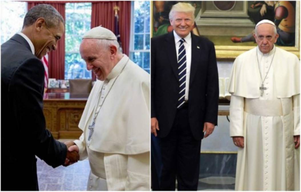 Este lunes, luego de que el rostro serio del Papa Francisco al recibir a Trump en el Vaticano causara un aluvión de memes en las redes sociales, Souza no dejó pasar la oportunidad y publicó una imagen de Obama junto al Papa compartiendo una carcajada en la oficina oval para destacar el contraste de ambas reuniones.